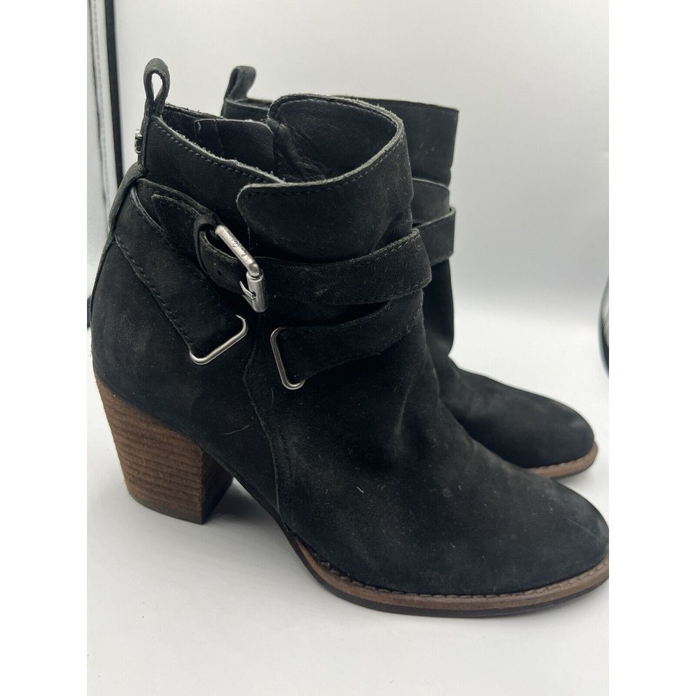 Sam Edelman Women's Morris Suede Leather Ankle‎ Boots Buckle Black Size 6.5 M